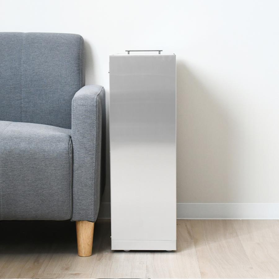 ステンレス ダストボックス 30L キャスター付 ゴミ箱 高級感 蓋付き ヘアライン調 キッチンオフィス用 360度回転 キャスター　日本製 爆買_9