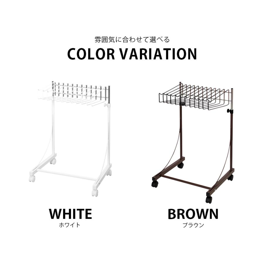 12本掛け スラックスハンガー スイング式 2色から選べるブラウンorホワイト｜ 高さ伸縮 国産 足立製作所 ズボン ハンガーラック
