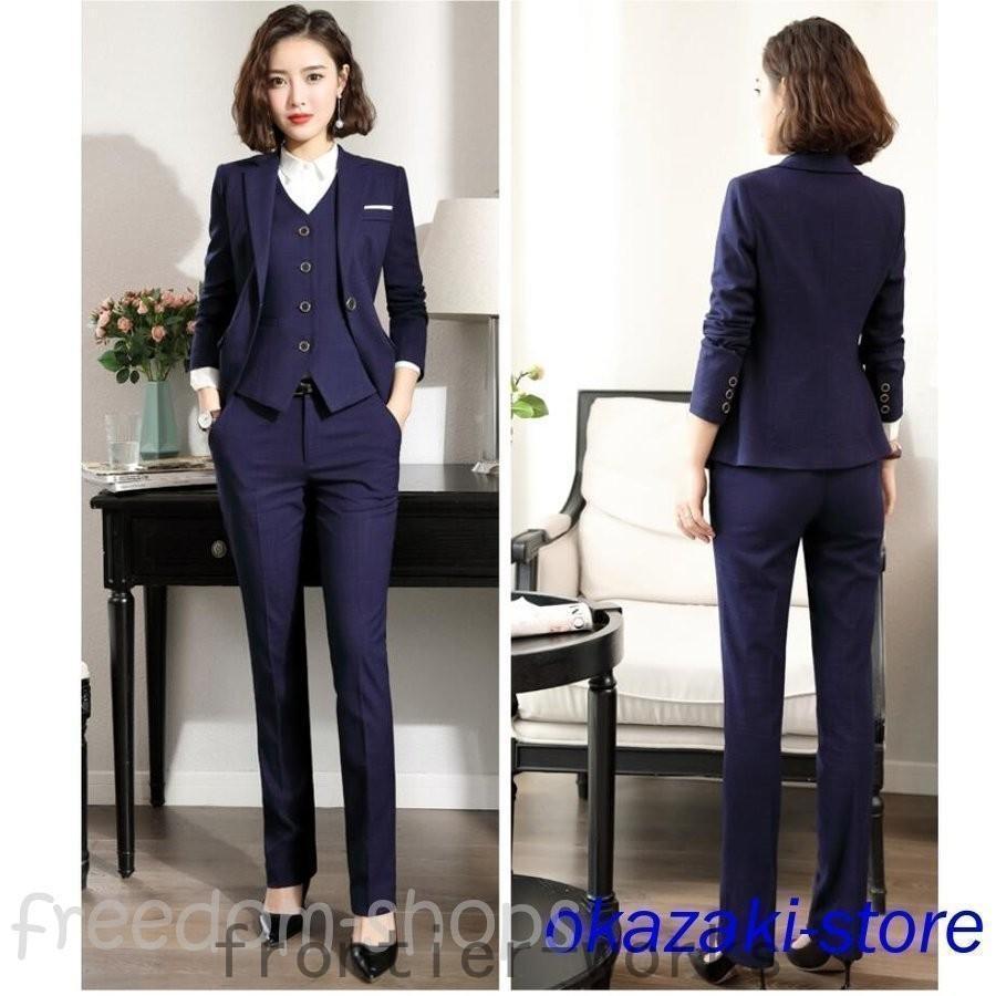 レディース3点セット スーツセット パンツセット チェック柄 20代30代  