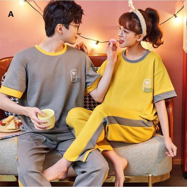 パジャマカップル上下セット春夏秋半袖綿ペアルックカップル寝 パジャマカップル上下セット春夏秋半袖綿ペアルックカップル寝
