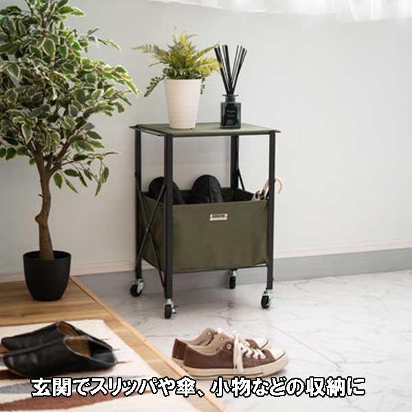 キッチンワゴン キャスター付き 2段 スリム 天板トレー 折りたたみ