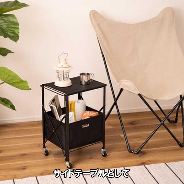 キッチンワゴン キャスター付き 2段 スリム 天板トレー 折りたたみ