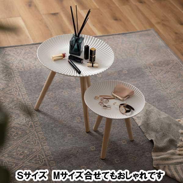 【美品】北欧風 丸型サイドテーブル ナチュラル 無垢調 円柱脚 サイドテーブル 木製 丸 丸型 Sサイズ 北欧 モロッコ風模様 おしゃれ