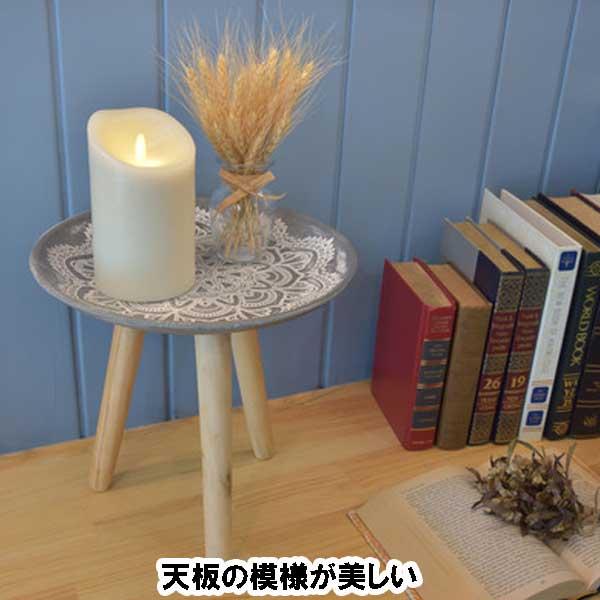 サイドテーブル 木製 丸 丸型 Sサイズ 北欧 モロッコ風模様 おしゃれ