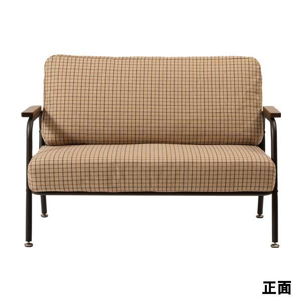 チェック柄 2人掛けソファ ソファ ソファー ファブリックソファ ファブリックレザー 二人掛け