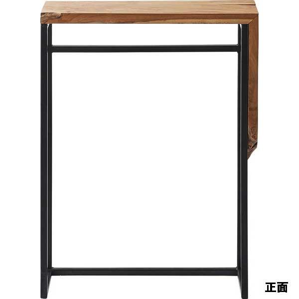 コンソールテーブル スリム 玄関 天然木チーク 奥行18cm ブラックスチールの画像
