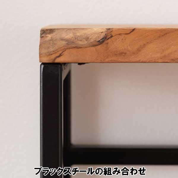 コンソールテーブル スリム 玄関 天然木チーク 奥行18cm ブラックスチールの画像