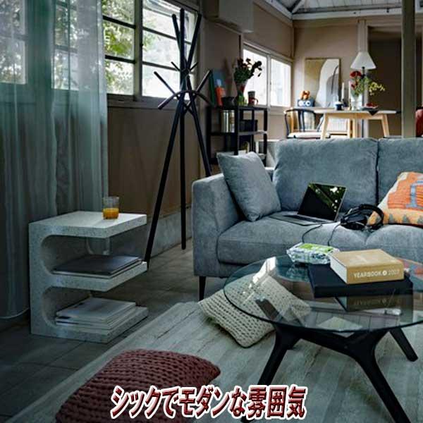 サイドテーブル 収納 スリム 縦横自在 石のような質感 2カラー
