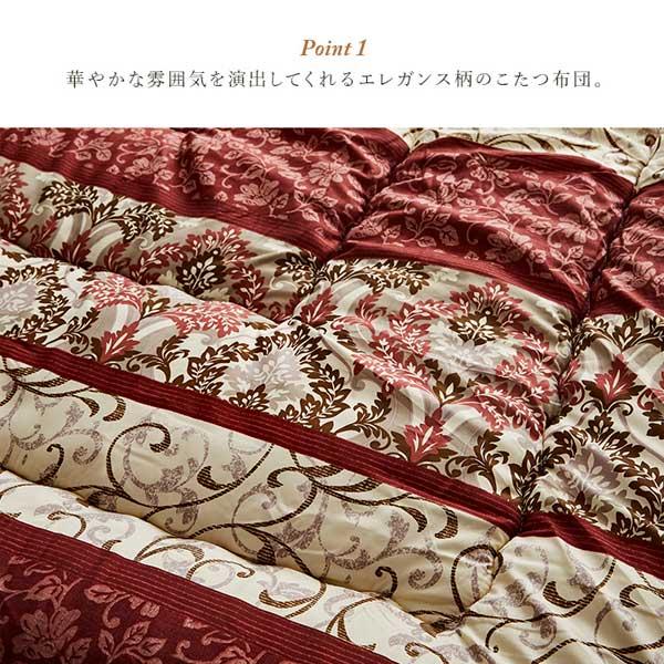 こたつ布団セット 長方形 150 掛205×285cm 敷190×260cm エレガンス柄 2カラーの画像