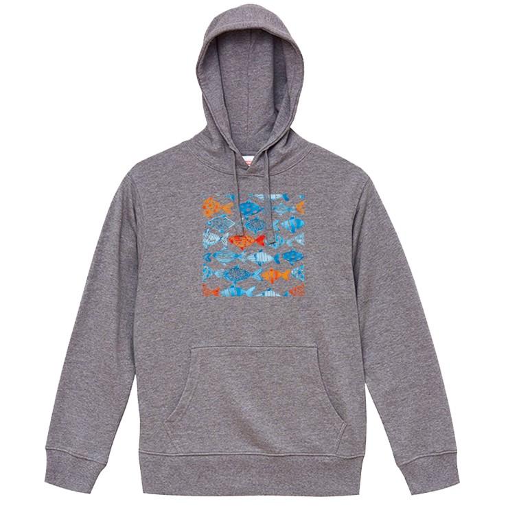 パーカー レディース フード付き スウェット プルオーバー 長袖 男女兼用 魚 おさかな イラスト 海 魚群 かわいい Dp8543 W Three O One 301 Store 通販 Yahoo ショッピング