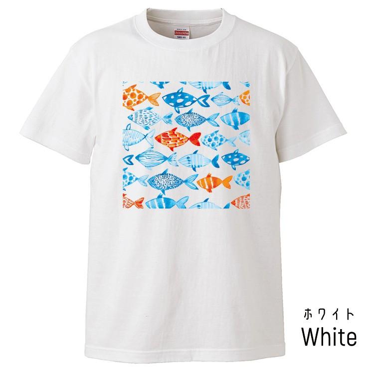 Tシャツ メンズ レディース 半袖 高品質 男女兼用 魚 おさかな イラスト 海 魚群 かわいい クルーネック プリントtシャツ Dt8543 Three O One 301 Store 通販 Yahoo ショッピング