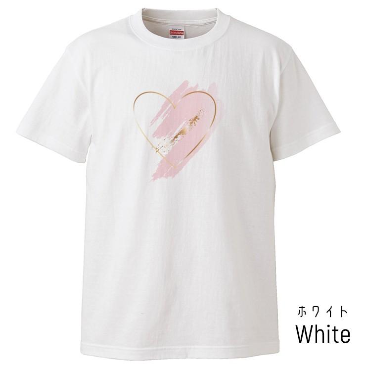 Tシャツ メンズ 半袖 ブランド ハート ワンポイント ピンク
