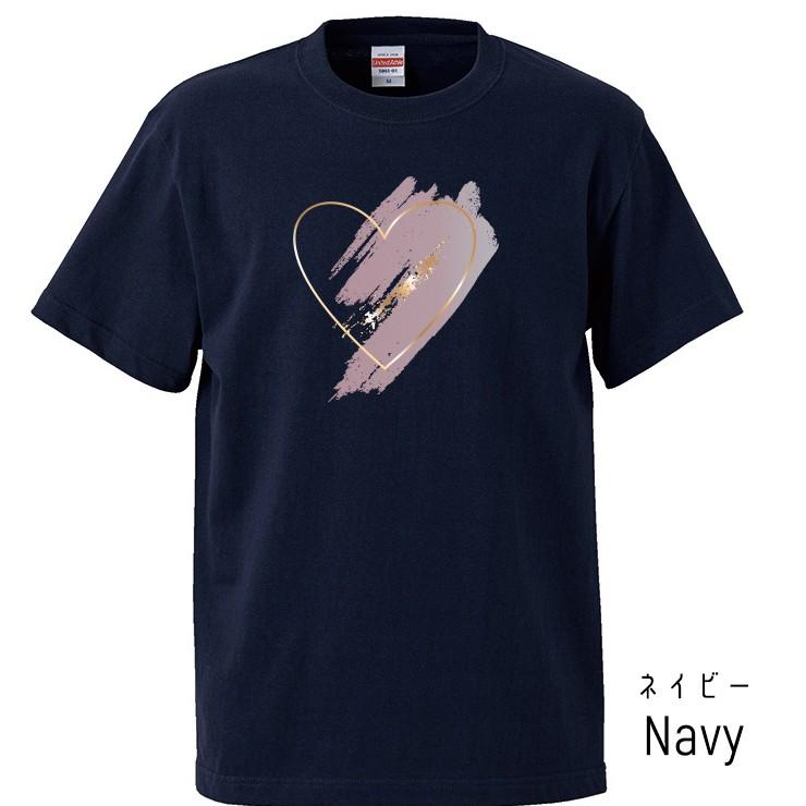 Tシャツ メンズ 半袖 ブランド ハート ワンポイント ピンク