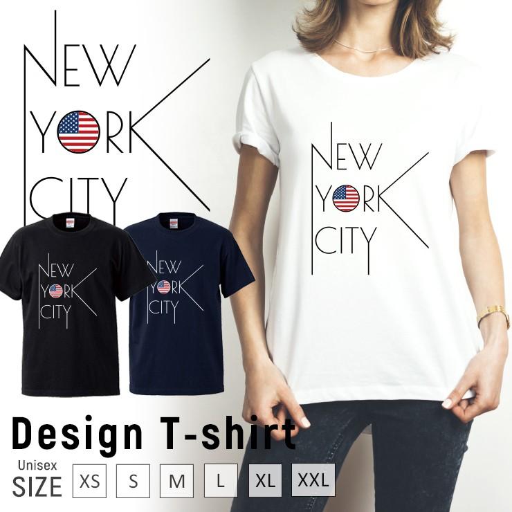 Tシャツ メンズ 半袖 ブランド Nyc ニューヨーク ロゴ アメリカ 星条旗 シンプル クルーネック プリントtシャツ Dt86 Three O One 301 Store 通販 Yahoo ショッピング