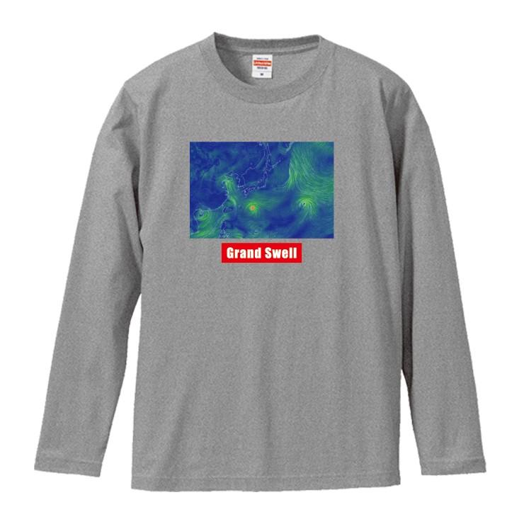 Tシャツ トップス レディース 長袖 Tシャツ ペア GrandSwell グランドスウェル BOXロゴ 台風 天気図 気圧配置 BIG WAVE 西海岸 サーフスタイル カッコいい｜three-o-one｜03