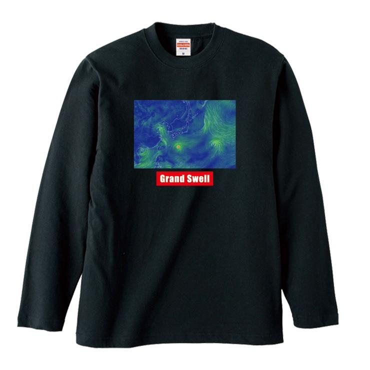 Tシャツ トップス レディース 長袖 Tシャツ ペア GrandSwell グランドスウェル BOXロゴ 台風 天気図 気圧配置 BIG WAVE 西海岸 サーフスタイル カッコいい｜three-o-one｜04