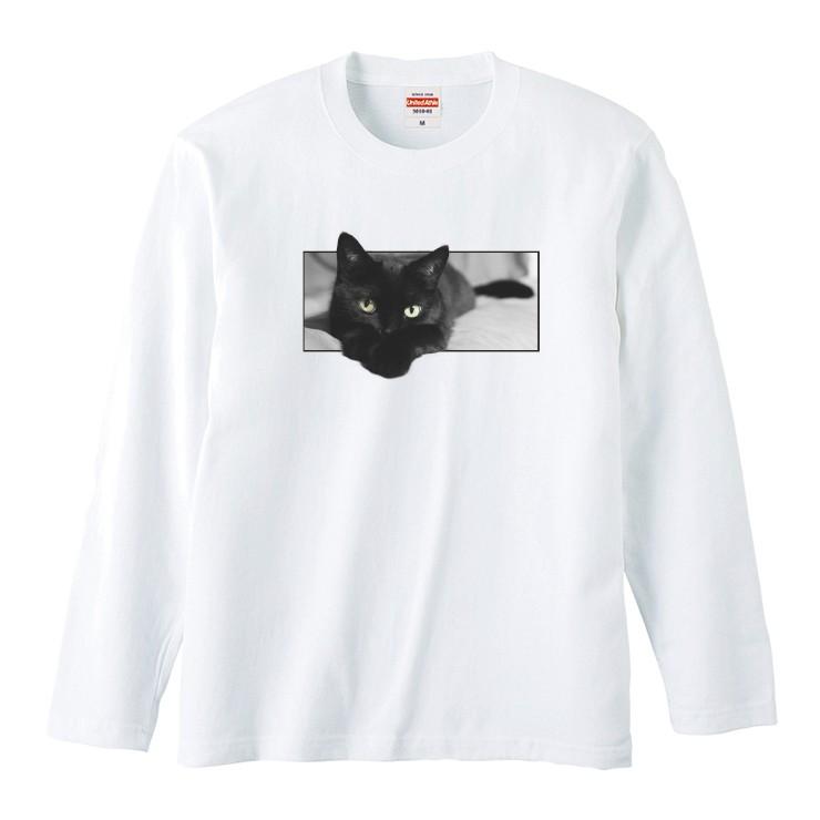 Tシャツ ロンT レディース 長袖 トップス ロングTシャツ ネコ 猫 黒猫