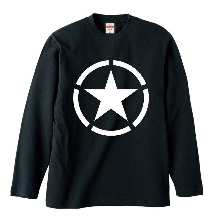 Tシャツ ロンT 長袖 メンズ 星 星マーク ワンポイント シンプル