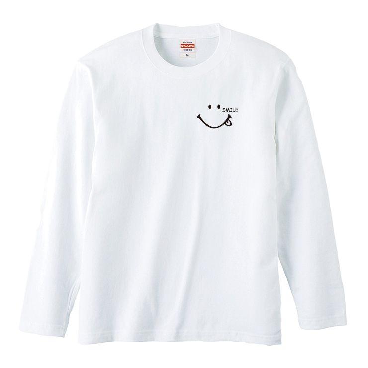Tシャツ ロンT 長袖 メンズ スマイル にこちゃん スマイリー ロゴ ワン