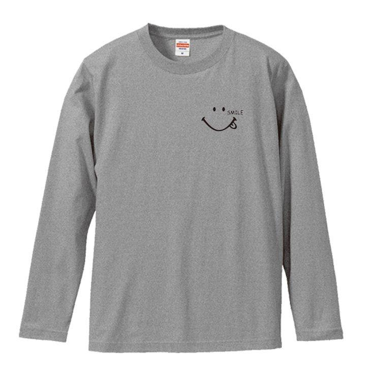 Tシャツ ロンT 長袖 メンズ スマイル にこちゃん スマイリー