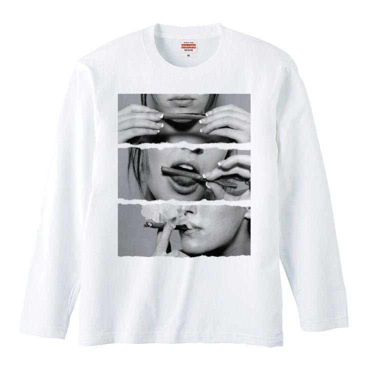 ロンt メンズ 長袖 Tシャツ レディース トップス ペア マリファナ ガンジャ Weed 唇 リップ タバコ かっこいい 日本最級