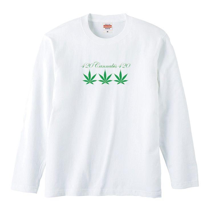 Tシャツ ロンt 長袖 メンズ ガンジャ Weed 葉っぱ リーフ ロゴ 420