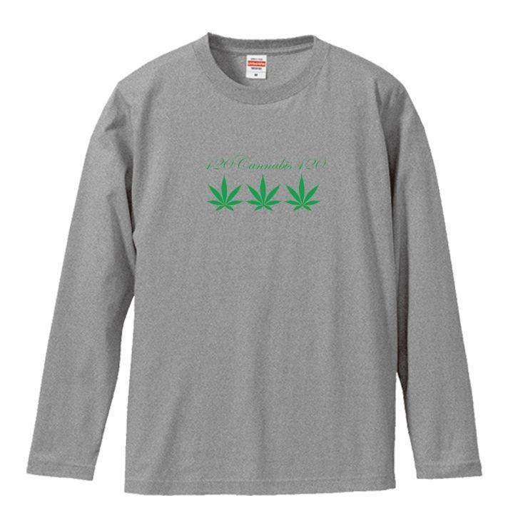 Tシャツ ロンt 長袖 メンズ ガンジャ Weed 葉っぱ リーフ ロゴ 420