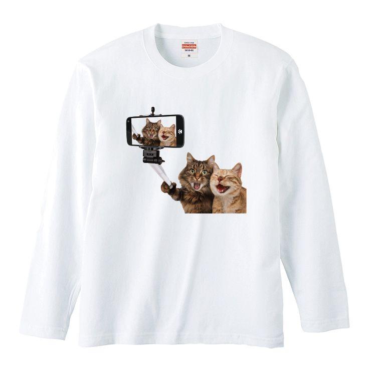Tシャツ トップス レディース 長袖 ペア おもしろTシャツ ネコ 猫 
