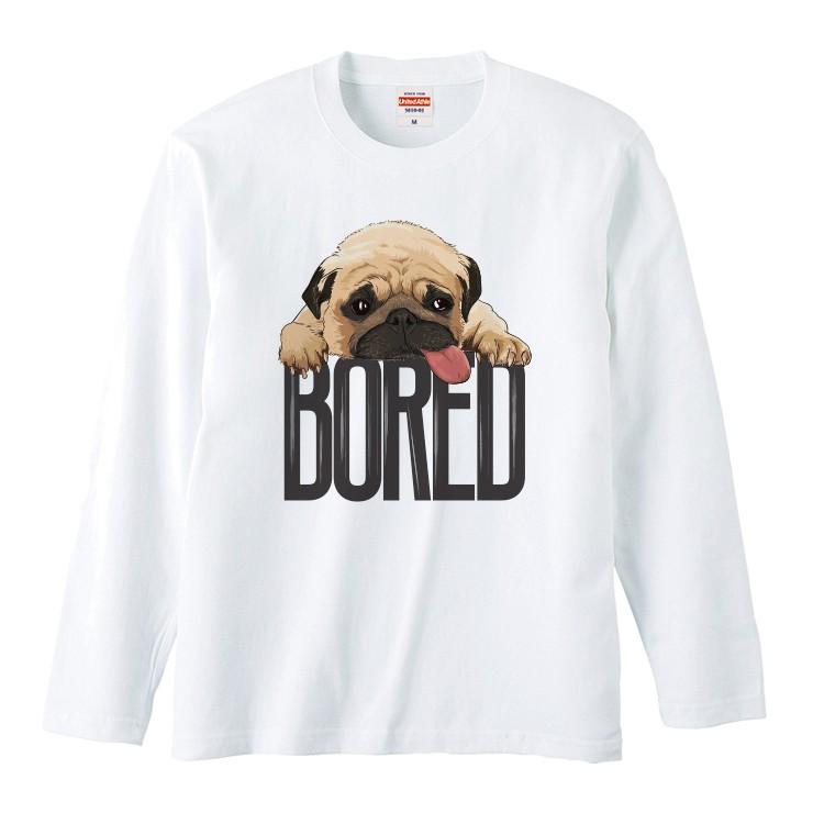 Tシャツ トップス レディース 長袖 Tシャツ ペア パグ 犬 Pug Bored イラスト ペア カップル お揃い おしゃれ かわいい Longt8676 W Three O One 301 Store 通販 Yahoo ショッピング