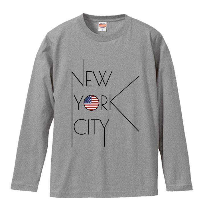 Tシャツ ロンt 長袖 メンズ Nyc ニューヨーク ロゴ アメリカ 星条旗 シンプル かっこいい おしゃれ メンズファッション ロングtシャツ 最新な