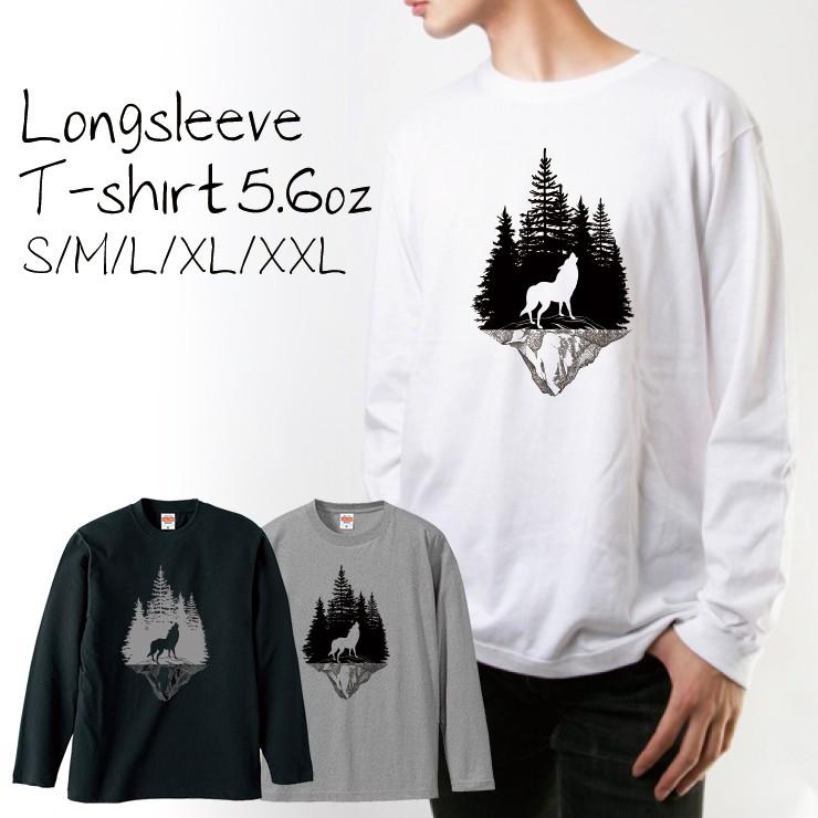 Tシャツ ロンt 長袖 メンズ おもしろ 狼 ウルフ Wolf 森 山 シルエット 遠吠え おしゃれ メンズファッション ロングtシャツ Longt8694 Three O One 301 Store 通販 Yahoo ショッピング