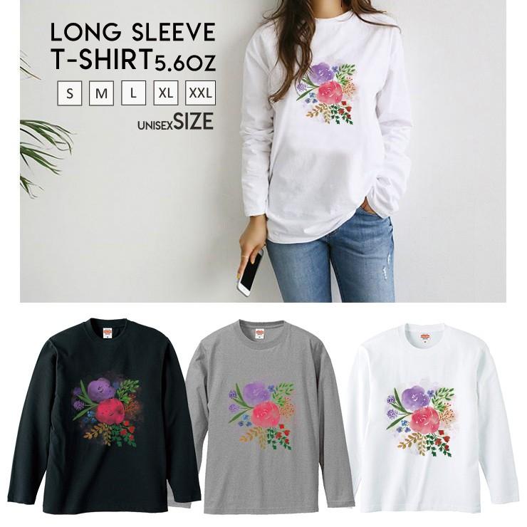 Tシャツ トップス レディース 長袖 Tシャツ ペア 水彩 花柄 フラワー Longt9625 W Three O One 301 Store 通販 Yahoo ショッピング