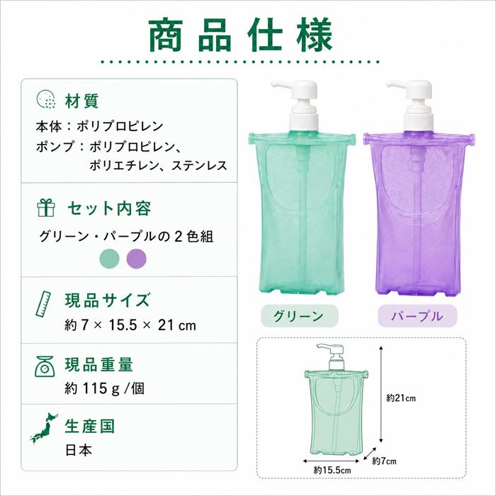 詰め替え そのまま クリップキャップ ディスペンサー2色組 : 健康雑貨