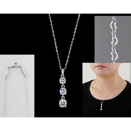 1197円 最初の ハートチエーン磁気ネックレス スリーストーン 磁気ネックレス おしゃれ レディース かわいい 医療 女性用 肩こり ハート 日本製