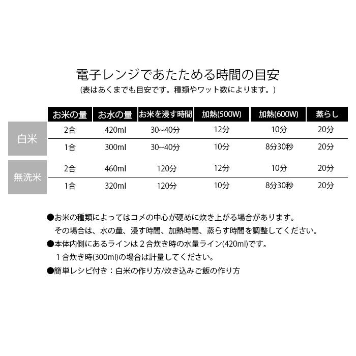 電子レンジ炊飯器 1合 2合 炊飯・保存・再加熱OK おひつ付き ご飯 容器