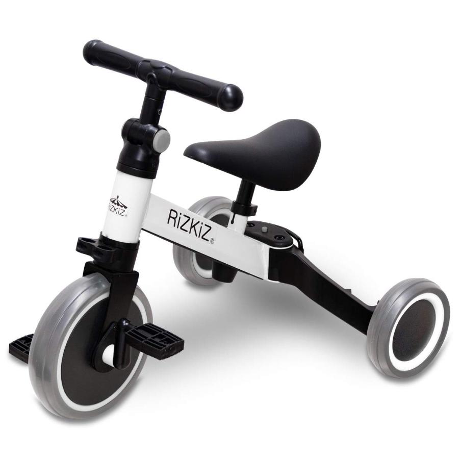 Rizkiz 2in1 折りたたみ三輪車 二輪車に変形 ホワイト 2way 1歳から5歳まで 足蹴り ハンドル サドル 調整可能 空気入れ不要 Www Mobilla In