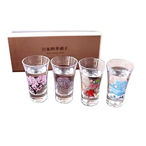 公式 丸モ高木陶器 冷感日本四季 グラス天開揃 四季 桜 花火 紅葉 雪 春夏秋冬 日本 盃 贈り物 温度で変化 不思議な マジック 日本酒 乾杯 ギフト マグカップ Netgroup It