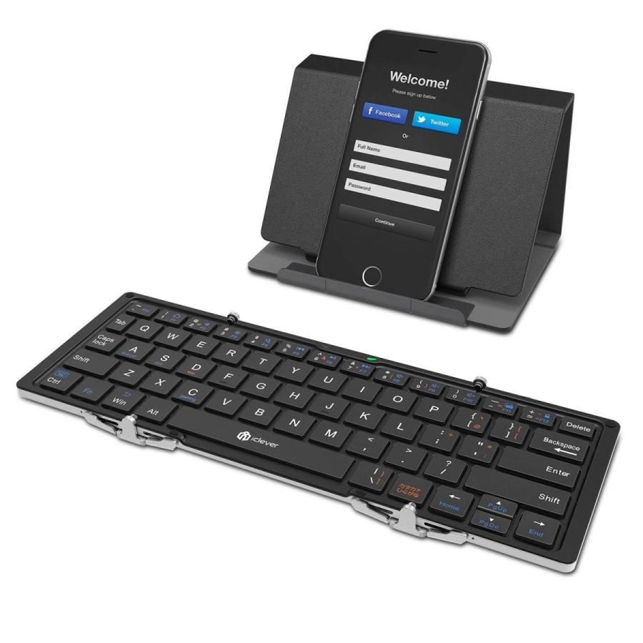 Iclever Bluetoothキーボード 折りたたみ式 レザーケース スタンド付き ミニキーボード スマホ タブレット 専用 Iphone Ipa S 0222 Three Pieces 通販 Yahoo ショッピング