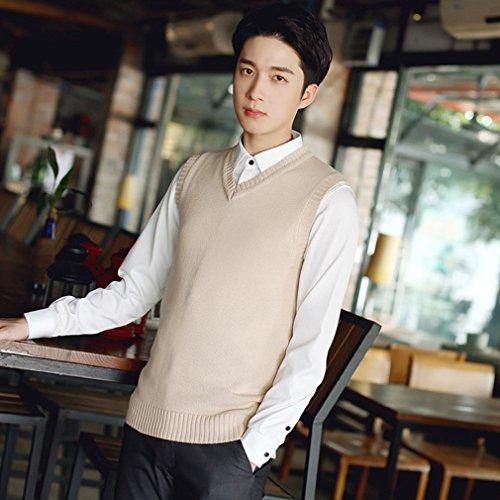 L 杏色 Mocoecole 春夏 軽い ニット ベスト Vネック スクール 高校生 ノースリーブセーター メンズ レディス対応 S 0803 Three Pieces 通販 Yahoo ショッピング