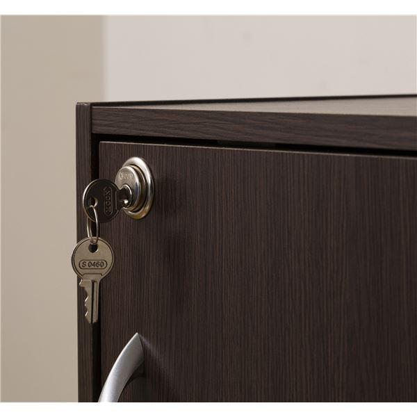 ＊扉付きラック　３段＊ 代引不可/鍵付きボックス/扉付き収納ラック 〔3段 ブラウン〕 高