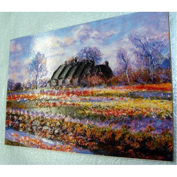 代引不可/名画額縁 フレームセット サム 壁掛け用 モネ 「花畑」 273×343×48mm 立体加工付き/代引不可の画像