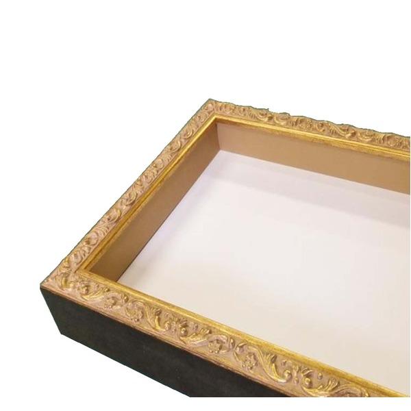 代引不可/〔 角額 〕正方形額 300角 300×300mm アンティークゴールド 深みのある額 壁掛けひも アクリル付 8201 フレーム 額縁 額/代引不可の画像