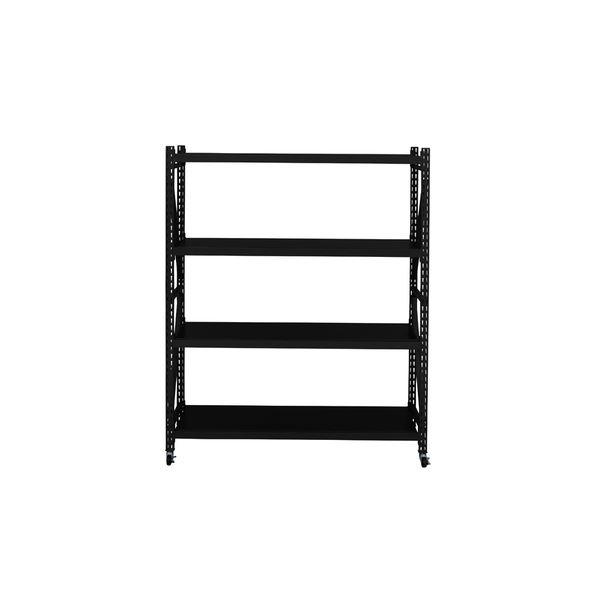 代引不可/スチールラック 収納棚 幅129×奥行40.5×高さ157cm 3段 ブラック キャスター付き スチール ボルトレスラック リビング 店舗/代引不可の画像
