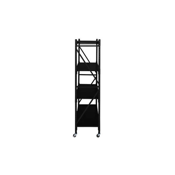 代引不可/スチールラック 収納棚 幅129×奥行40.5×高さ157cm 3段 ブラック キャスター付き スチール ボルトレスラック リビング 店舗/代引不可の画像