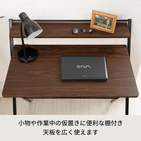 代引不可/棚付折りたたみワークデスク(ハイタイプ/ブラウン) 幅80cm  