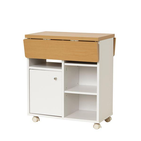 代引不可/バタフライ式 キッチンワゴン 60cm ホワイト キッチン収納 カウンター ワゴン 作業台 白/代引不可の画像