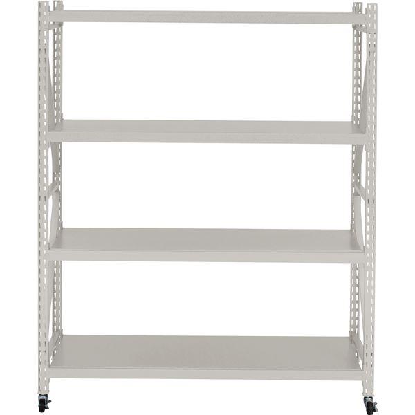 代引不可/スチールラック 収納棚 約幅129×奥行40.5×高さ157cm アイボリー キャスター付き ボルトレスラック 3D 組立品 リビング 店舗/代引不可_1