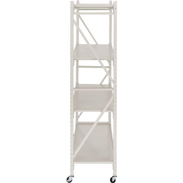 代引不可/スチールラック 収納棚 約幅129×奥行40.5×高さ157cm アイボリー キャスター付き ボルトレスラック 3D 組立品 リビング 店舗/代引不可_2