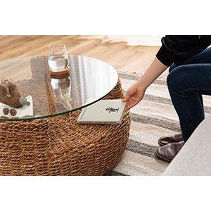 アバカ ラウンド テーブル 約 幅80×奥行80×高さ35cm 円形 ガラス天板 アバカ ラウンド テーブル 約 幅80×奥行80×高さ35cm 円形 ガラス天