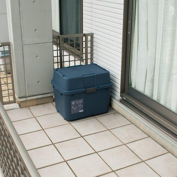 代引不可/〔2台セット〕 キャリーボックス 70L インディゴ ローラー付き 宅配BOX用シール付き 日本製 収納ボックス 防災 アウトドア/代引不可_4
